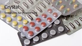  Presentation with packs - PPT layouts having pile of pills in blister packs background and a light gray colored foreground