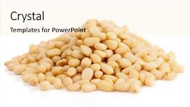  Presentation with pine - Amazing slides having pile of pine nuts isolated on white background backdrop and a lemonade colored foreground