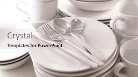  Presentation with bowl - Cool new slide deck with pile-of-plates-empty backdrop and a light gray colored foreground