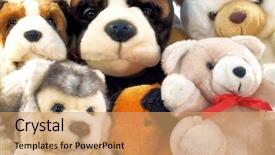  Presentation with animals - Presentation theme consisting of pile of plush animals background and a coral colored foreground