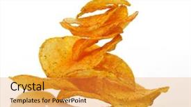  Presentation with potato chips - Presentation theme having potato chips close up shot background and a gold colored foreground