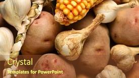  Presentation with corn cobs - Slide set with pile-of-potatoes-corn-cobs background and a tawny brown colored foreground