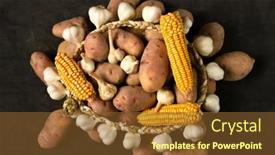  Presentation with corn cobs - Slide set consisting of pile-of-potatoes-corn-cobs background and a tawny brown colored foreground
