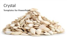  Presentation with pumpkin seeds - Cool new presentation theme with pile of pumpkin seeds studio isolated on white background backdrop and a white colored foreground
