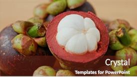  Presentation with mangosteen - Slide deck featuring pile of purple mangosteen background and a tawny brown colored foreground