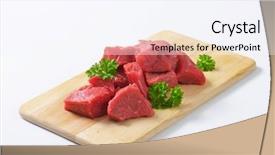  Presentation with fresh meat - PPT theme with pile of raw beef chunks background and a sky blue colored foreground