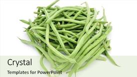  Presentation with white green - Audience pleasing PPT theme consisting of pile of raw green beans backdrop and a mint green colored foreground