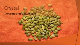  Presentation with pumpkin seeds - Cool new PPT theme with pile-of-raw-peeled-pumpkin backdrop and a gold colored foreground