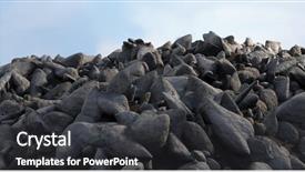  Presentation with blue sky - PPT theme with pile of rocks against scenic background and a dark gray colored foreground