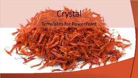  Presentation with thread - Slide deck having pile of saffron thread isolated on white background and a coral colored foreground