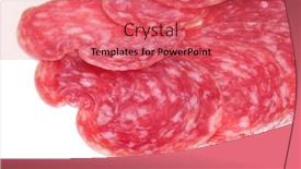  Presentation with spanish - Colorful slide deck enhanced with pile-of-salchichon-spanish-salami backdrop and a coral colored foreground