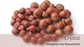  Presentation with hazelnuts - Theme having pile-of-shelled-and-unshelled background and a coral colored foreground