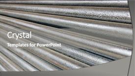  Presentation with steel pipe - Cool new slides with pile of shiny galvanized steel backdrop and a gray colored foreground