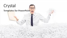  Presentation with pile - Colorful PPT theme enhanced with pile of shredded paper backdrop and a white colored foreground