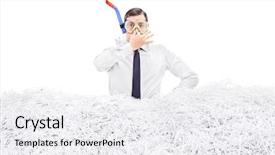  Presentation with pile - Theme enhanced with pile of shredded paper background and a white colored foreground