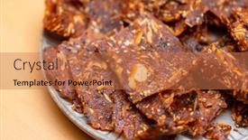  Presentation with pile - Presentation having pile-of-sliced-crispy-pork background and a  colored foreground