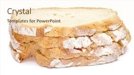  Presentation with medical pill medicine white blue - PPT theme with pile of slices of bread background and a cream colored foreground