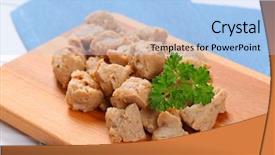  Presentation with soy - PPT theme enhanced with pile of soy meat cubes background and a light blue colored foreground