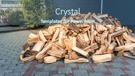  Presentation with house heating - Presentation theme consisting of pile-of-stacked-firewood-prepared background and a ocean colored foreground