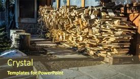  Presentation with house heating - PPT layouts enhanced with pile-of-stacked-firewood-prepared background and a  colored foreground