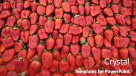  Presentation with strawberries - Cool new theme with berries fruits marketplace - pile of strawberries on display backdrop and a crimson colored foreground