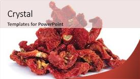  Presentation with dried tomato - Colorful presentation design enhanced with pile of sun-dried tomatoes backdrop and a lemonade colored foreground