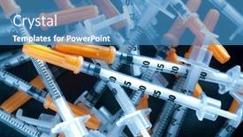  Presentation with insulin - Colorful presentation theme enhanced with pile-of-syringes-for-insulin backdrop and a teal colored foreground
