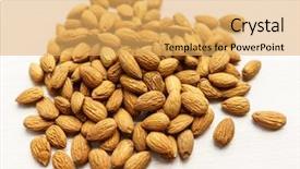  Presentation with school-sport - PPT theme featuring pile of tasty almonds nuts background and a yellow colored foreground