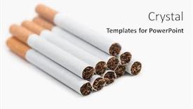  Presentation with cigarettes - Slide set with pile of ten cigarettes on white background the risk of illness is significantly reduced if you smoke less than 10 cigarettes per day background and a white colored foreground