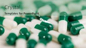  Presentation with green color - Slide set having pile-of-the-medicine background and a seafoam green colored foreground