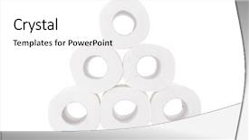  Presentation with paper news print pile newspapers - Colorful slide deck enhanced with pile of toilet paper rolls backdrop and a white colored foreground