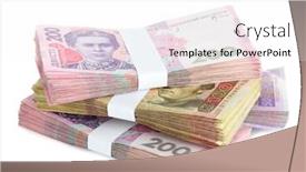  Presentation with pile - Cool new theme with pile-of-ukrainian-money-isolated backdrop and a white colored foreground