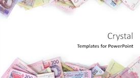  Presentation with pile - Colorful PPT theme enhanced with pile-of-ukrainian-money-isolated backdrop and a white colored foreground