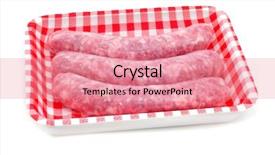  Presentation with sausages - Presentation design enhanced with pile-of-uncooked-pork-meat background and a  colored foreground