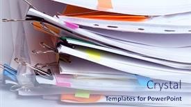  Presentation with stack - Amazing presentation having pile-of-unfinished-documents backdrop and a sky blue colored foreground