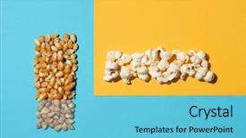  Presentation with corn - Amazing presentation theme having pile of unpopped corn backdrop and a light blue colored foreground