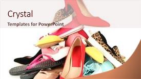  Presentation with shoes - Slides having pile of various female shoes background and a lemonade colored foreground