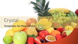  Presentation with fruits - Audience pleasing theme consisting of pile-of-various-ripe-fruits backdrop and a yellow colored foreground