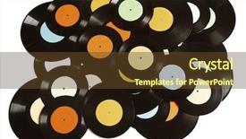  Presentation with vinyl - PPT layouts consisting of pile of vinyl records isolated background and a tawny brown colored foreground