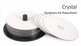  Presentation with pile - Cool new PPT layouts with pile of white cd and dvd discs computers backdrop and a white colored foreground