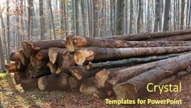  Presentation with pile - Audience pleasing slide deck consisting of pile-of-wooden-logs-lie backdrop and a tawny brown colored foreground