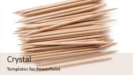  Presentation with flowers on white wooden - Audience pleasing theme consisting of pile of wooden toothpicks isolated backdrop and a coral colored foreground