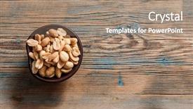  Presentation with peanut - PPT theme having pile salted and marinated peanuts background and a coral colored foreground