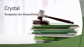  Presentation with gavel - PPT theme having pile system - gavel with stack of notebooks background and a sky blue colored foreground