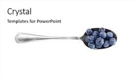  Presentation with blueberries - PPT theme having pile system - spoon with blueberries on white background and a  colored foreground