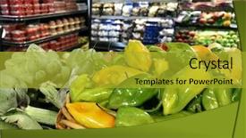  Presentation with yellow green - Colorful PPT layouts enhanced with piled high for sale inside backdrop and a gold colored foreground