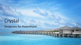  Presentation with piles - Amazing slide deck having piles at tropical resort backdrop and a light blue colored foreground