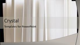  Presentation with notebook - Presentation theme with piles books papers - open notebook with empty sheets background and a light gray colored foreground