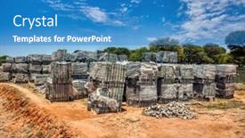  Presentation with construction piles - PPT theme featuring piles-of-cement-bricks-stacked background and a  colored foreground