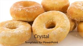  Presentation with piles - PPT layouts with piles of donuts with sugar background and a coral colored foreground
